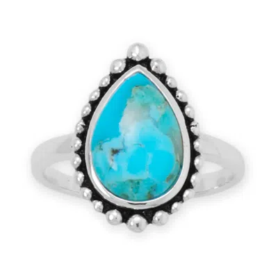 Fashnzfab Oxidized Turquoise Bead Edge Ring In Neutral