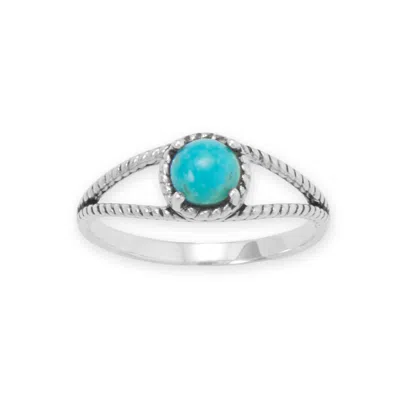 Fashnzfab Oxidized Turquoise Rope Edge Ring In Neutral