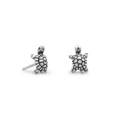 Fashnzfab Oxidized Turtle Stud Earrings In Multi