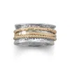 Fashnzfab Oxidized Two Tone Multi-band Spinner Ring In Purple