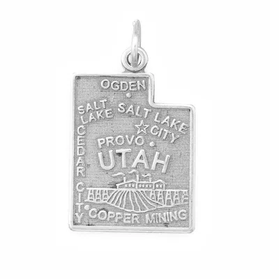 Fashnzfab Oxidized Utah State Charm In Silver