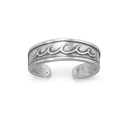 Fashnzfab Oxidized Wave Design Toe Ring In Orange