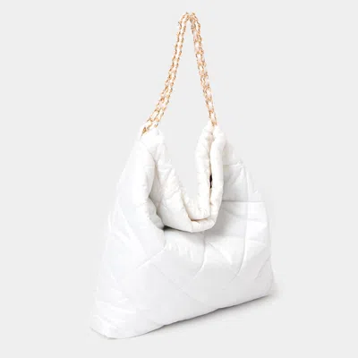 Fashnzfab Padded Adjustable Metal Strap Shoulder Bag In White