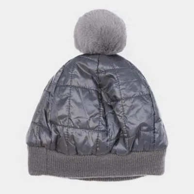 Fashnzfab Padded Puffer Beanie Hat In Gray