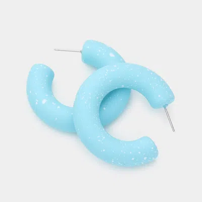 Fashnzfab Paint Splash Bold Half Hoop Earrings In Blue