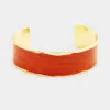 Fashnzfab Painted Metal Cuff Bracelet Coral, Gold In Multi
