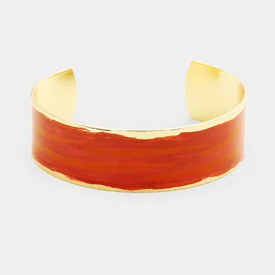 Fashnzfab Painted Metal Cuff Bracelet Coral, Gold In Multi