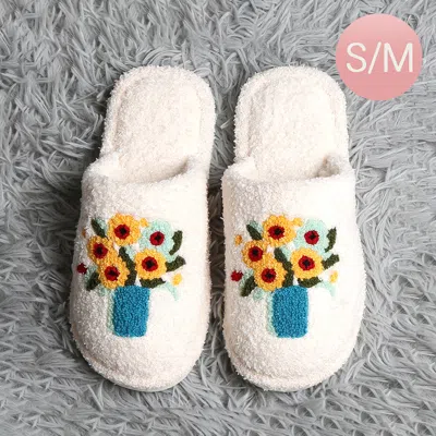 Fashnzfab Painting Embroidered Soft Home Indoor Floor Slippers Multi, Yellow S/m