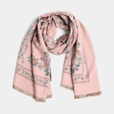 Fashnzfab Paisley Floral Oblong Scarf In Pink