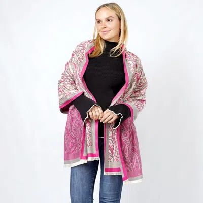 Fashnzfab Paisley Pashmina Scarf In Pink