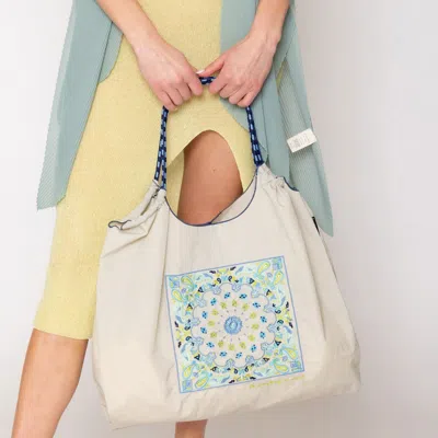 Fashnzfab Paisley Pattern Rope Nylon Tote Bag In Gray