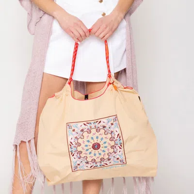 Fashnzfab Paisley Pattern Rope Nylon Tote Bag In Sand