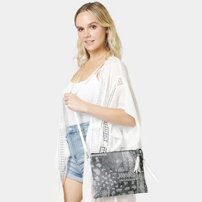 Fashnzfab Paisley Patterned Wristlet Clutch / Crossbody Bag In Black