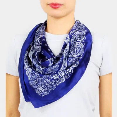 Fashnzfab Paisley Print Square Scarf In Blue