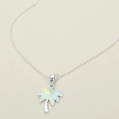 Fashnzfab Palm Tree Charm Pendant Necklace In Multi