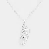 Fashnzfab Palm Tree Detailed Metal Flip Flop Pendant Necklace In Silver