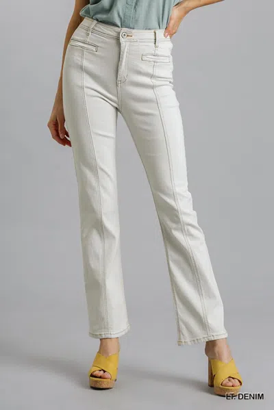 Fashnzfab Panel Straight Cut Denim Jeans With Pockets In Blue