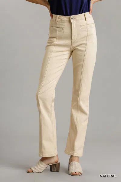 Fashnzfab Panel Straight Cut Denim Jeans With Pockets In White
