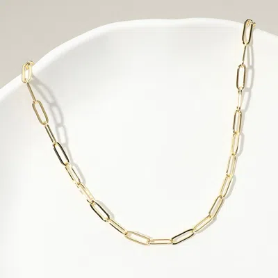 Fashnzfab Paperclip Chain Necklace In Gold