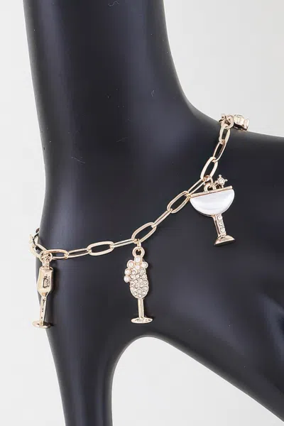 Fashnzfab Party Drinks Charm Chain Bracelet In Multi