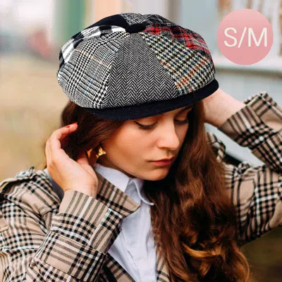 Fashnzfab Patchwork Wool Newsboy Hat In Multi