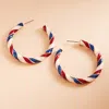 Fashnzfab Patriotic American Usa Glittered Enamel Twist Hoop Earrings - Gold In Red