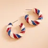 Fashnzfab Patriotic American Usa Glittered Enamel Twist Hoop Earrings - Gold In Multi