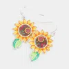 Fashnzfab Pattern Detailed Sunflower Dangle Earrings In Multi
