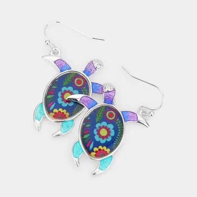 Fashnzfab Pattern Detailed Turtle Dangle Earrings - Multi