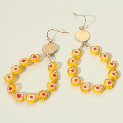 Fashnzfab Patterned Bead Open Teardrop Dangle Earrings In Multi
