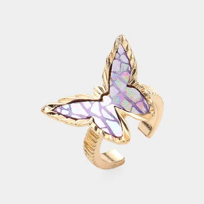 Fashnzfab Patterned Butterfly Ring In Purple