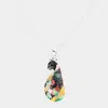 Fashnzfab Patterned Cat Pendant Necklace In Multi