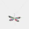 Fashnzfab Patterned Dragonfly Pendant Necklace In Multi