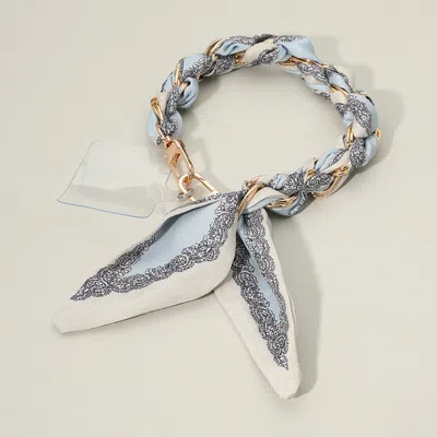 Fashnzfab Patterned Fabric Scarf Chain Phone Holder Bracelet Wristlet Strap - Light Blue