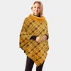 Fashnzfab Patterned Faux Fur Collar Poncho In Yellow