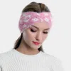 Fashnzfab Patterned Faux Fur Earmuff Headband In Pink