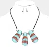 Fashnzfab Patterned Glitter Teardrop Bead Necklace In Blue
