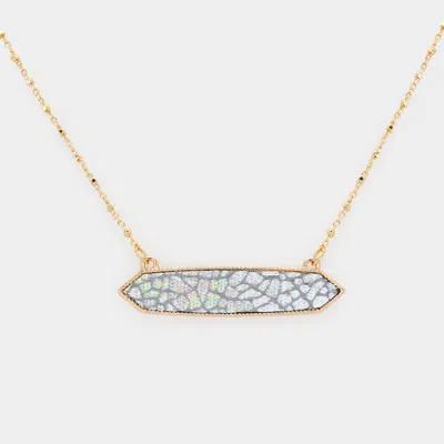 Fashnzfab Patterned Hexagon Pendant Necklace In Gold