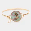 Fashnzfab Patterned Mermaid Accented Pearl Charm Hook Bracelet Worn Gold In Multi