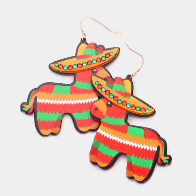 Fashnzfab Patterned Resin Cowboy Hat Pony Dangle Earrings In Green