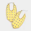 Fashnzfab Patterned Texture Printed Wood Dangle Pin Catch Earrings - Worn Gold, Yellow In Multi