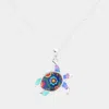 Fashnzfab Patterned Turtle Pendant Necklace In Metallic