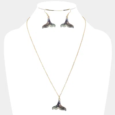 Fashnzfab Patterned Whale Tail Pendant Necklace In Metallic