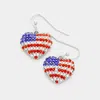 Fashnzfab Pave American Flag Heart Earrings - Clear, Rhodium In Metallic