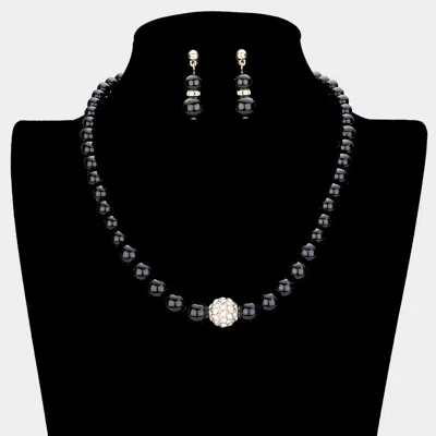 Fashnzfab Pave Ball & Pearl Strand Necklace In Multi