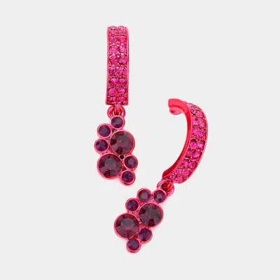 Fashnzfab Pave Crystal Bubble Dangle Drop Earrings In Pink