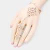 Fashnzfab Pave Crystal Rhinestone Hand Chain Evening Bracelet Ab, Rose Gold In Multi