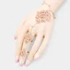 Fashnzfab Pave Crystal Rhinestone Hand Chain Evening Bracelet Peach, Rose Gold In Multi