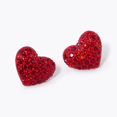 Fashnzfab Pave Crystal Rhinestone Heart Stud Earrings In Multi