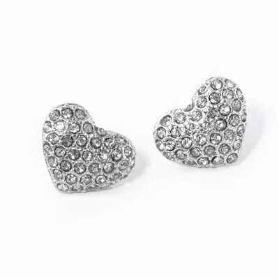 Fashnzfab Pave Crystal Rhinestone Heart Stud Earrings In Multi